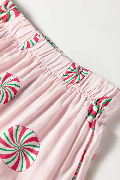 Christmas Bow Top and Ruffle Shorts Pajama Set