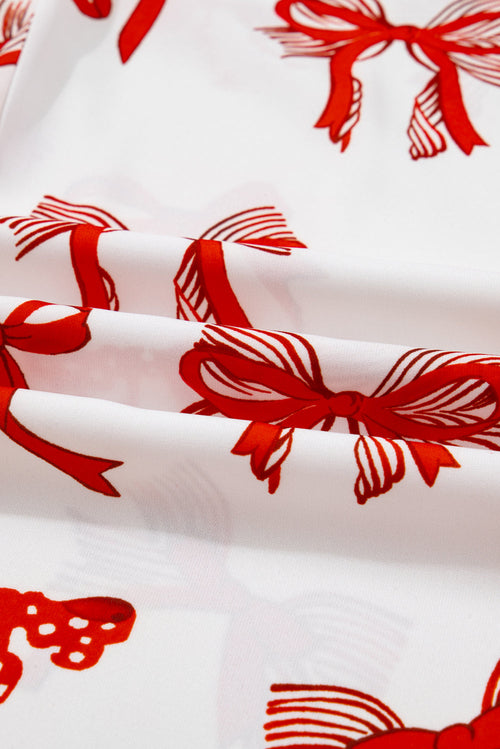 Christmas Bow Top and Pants Pajama Set