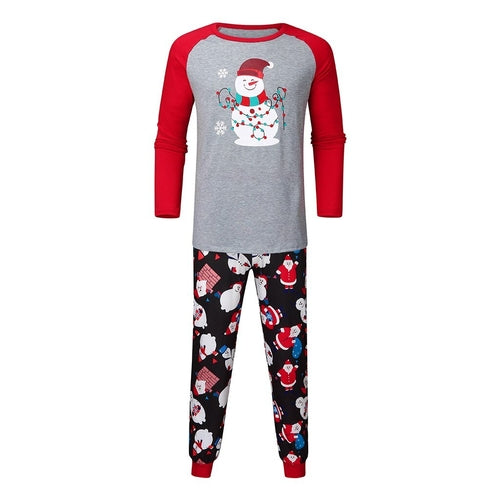 Christmas Man Daddy Snowman Printed Top+Pants Xmas