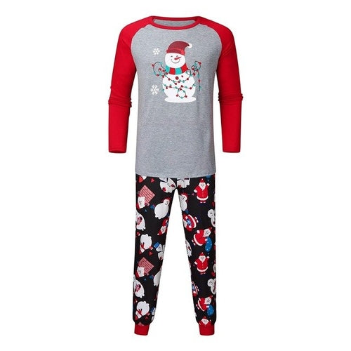 Christmas Man Daddy Snowman Printed Top+Pants Xmas