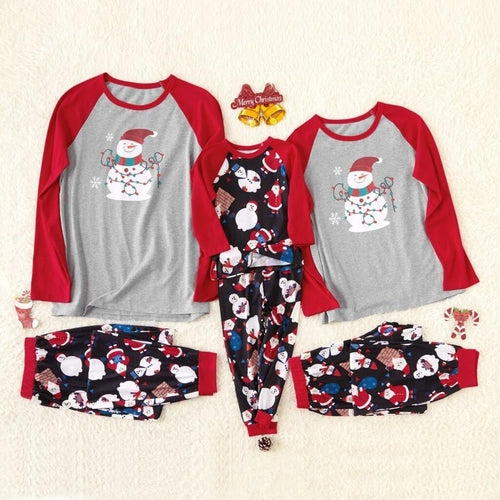 Christmas Man Daddy Snowman Printed Top+Pants Xmas