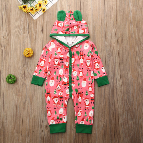 Christmas Newborn Baby Girl Boy Rompers Ears