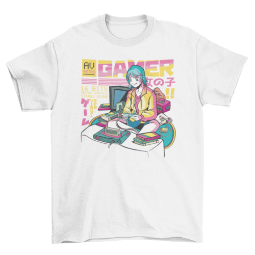 Anime gamer girl t-shirt