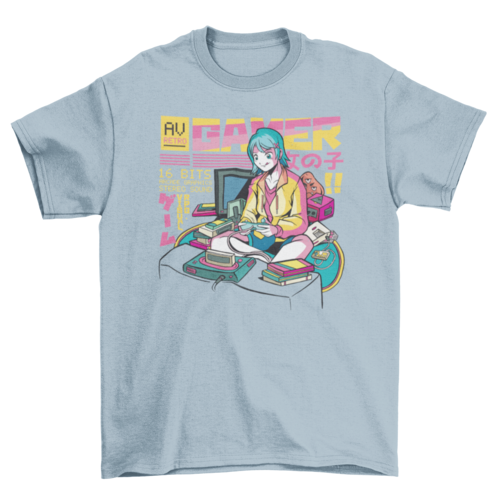Anime gamer girl t-shirt