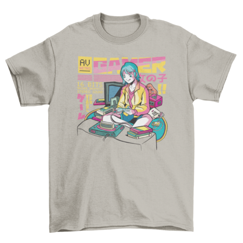 Anime gamer girl t-shirt