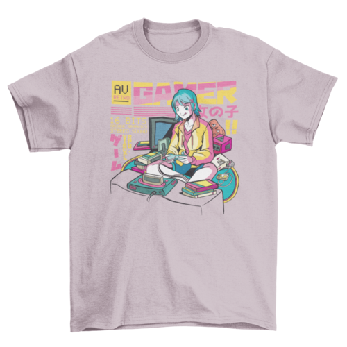 Anime gamer girl t-shirt
