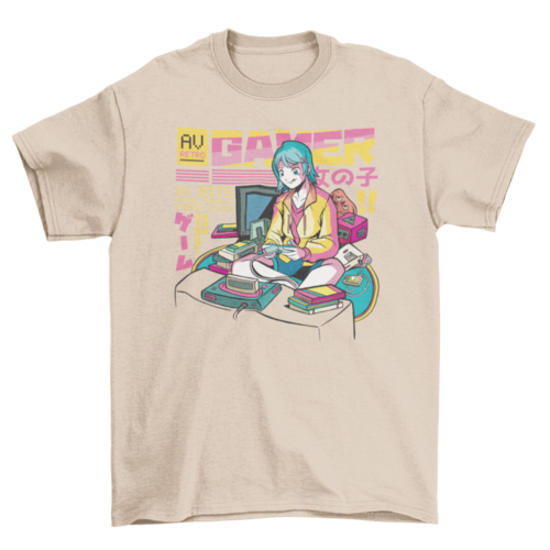 Anime gamer girl t-shirt