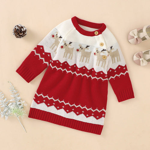 Baby Girl Embroidered Pattern Long Sleeve Autumn Style Christmas Dress
