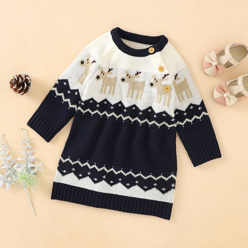 Baby Girl Embroidered Pattern Long Sleeve Autumn Style Christmas Dress